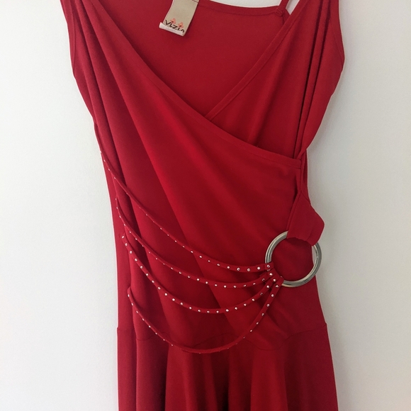 Red Wrap Midi Dress - Picture 4 of 4
